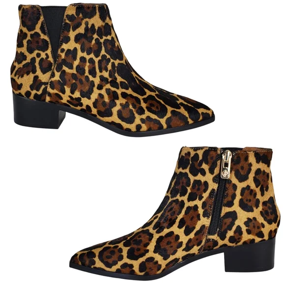 New Antonio Melani lavonnie leopard print haircalf block heel pointed booties - Picture 3 of 13